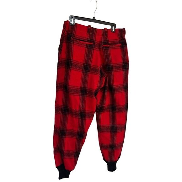 VINTAGE WOOL PANTS Buffalo Plaid Red Black Pockets Jogger Hunt Ski Snow 32x30 - Picture 12 of 16
